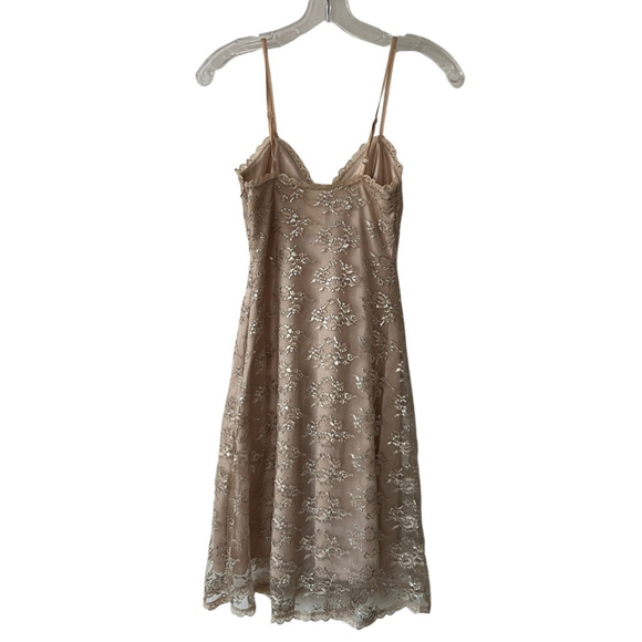 Guess Vintage Y2K Sheer Metallic Mesh Lace Embroidered Slip Dress - Picture 2 of 13